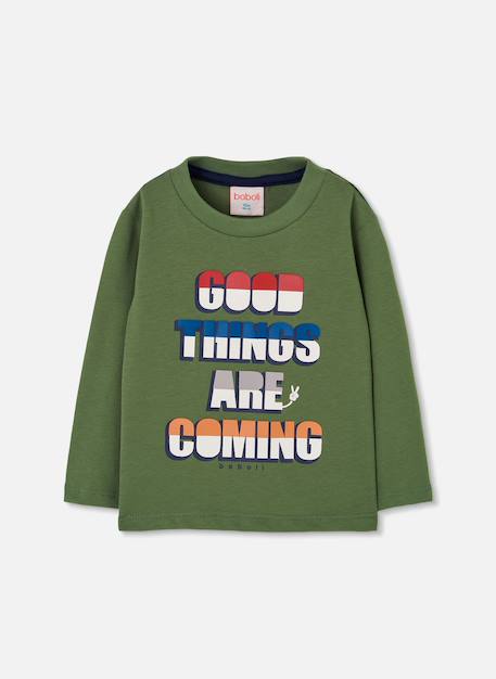 T-shirt garçon maille imprimé lettres Vert 2 - vertbaudet enfant 