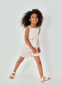 Short garçon lin à rayures  - vertbaudet enfant
