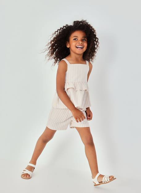 Fille-Short-Short garçon lin à rayures