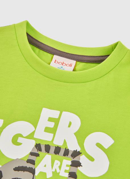 T-shirt coton imprimé tigre pour garçon Vert 4 - vertbaudet enfant 