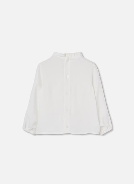 Blouse fille avec dentelle et col froncé Blanc 4 - vertbaudet enfant 