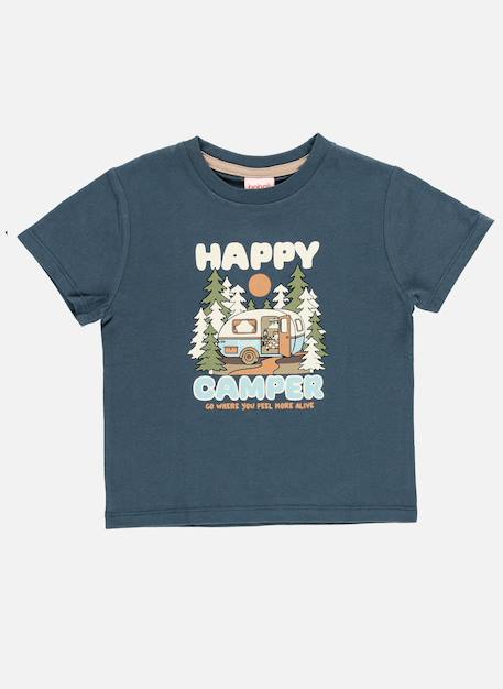 T-shirt garçon en maille imprimé camper Vert 2 - vertbaudet enfant 