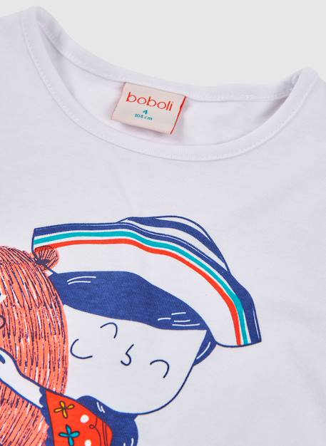 T-shirt fille coton imprimé Blanc 3 - vertbaudet enfant 