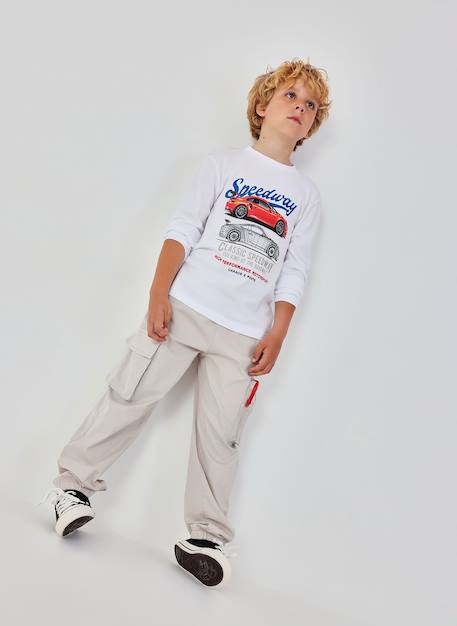 Pantalon enfant coton élastique Beige 1 - vertbaudet enfant 