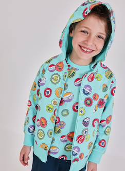 -Sweat zippé à capuche imprimé