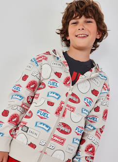 -Sweat à capuche zippé garçon en molleton imprimé