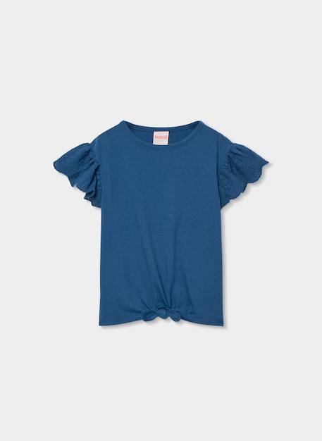 T-shirt fille avec volants Bleu 2 - vertbaudet enfant 