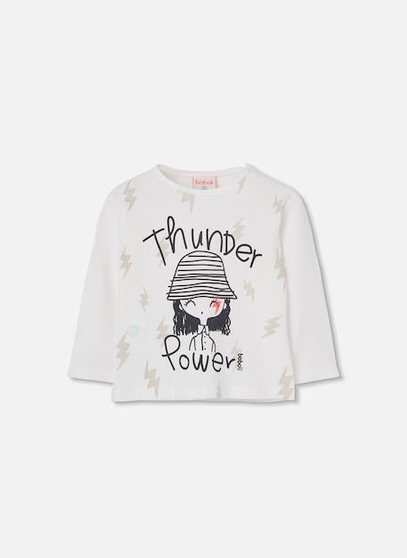 T-shirt fille en maille imprimé thunder power Blanc 2 - vertbaudet enfant 