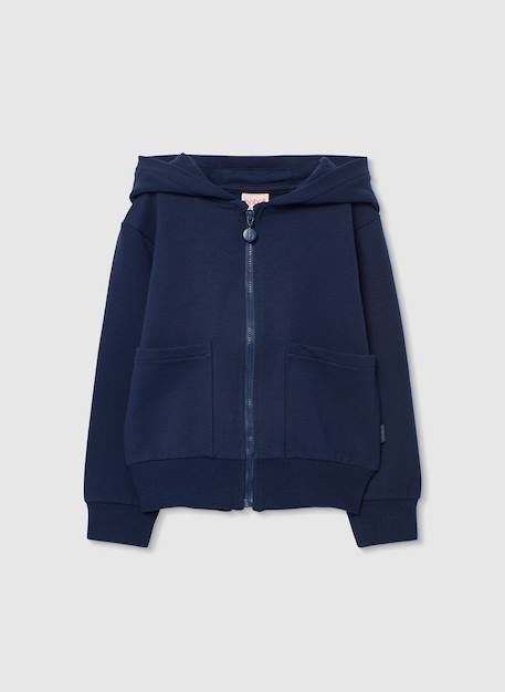 Sweat à capuche zippé Bleu 1 - vertbaudet enfant 