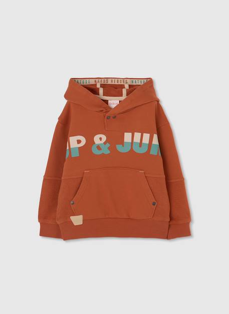 Sweat-shirt enfant en coton à capuche Marron 2 - vertbaudet enfant 