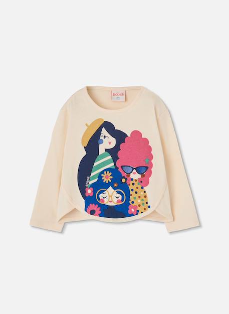 T-shirt fille en maille imprimé amies Blanc 2 - vertbaudet enfant 
