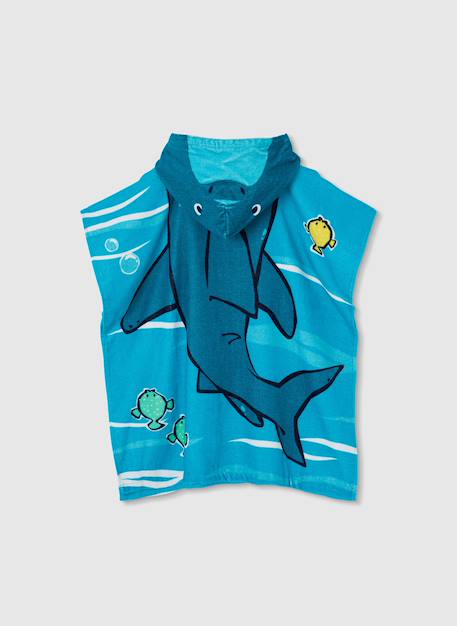 Serviette en coton à capuche requin Bleu 2 - vertbaudet enfant 