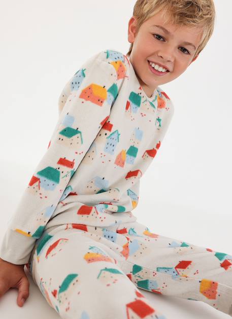 Fille-Pyjama, surpyjama-Pyjama molleton fille imprimé maisons