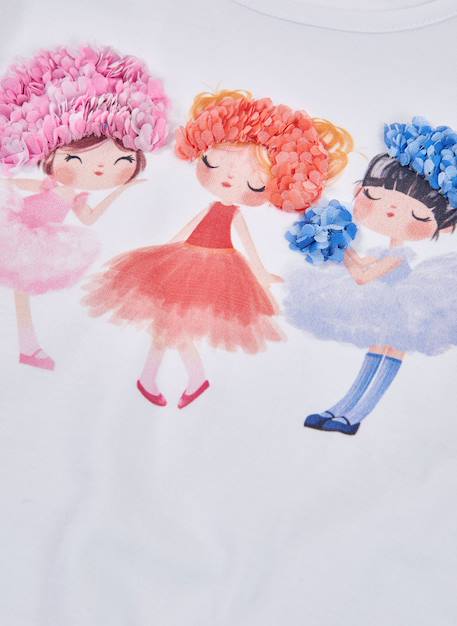 T-shirt fille en coton avec imprimé Blanc 4 - vertbaudet enfant 