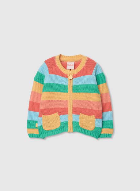 Gilet bébé rayé en maille Jaune 3 - vertbaudet enfant 