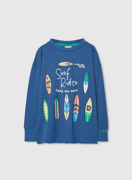 T-shirt enfant en coton à manches longues  coton Bleu 2 - vertbaudet enfant 