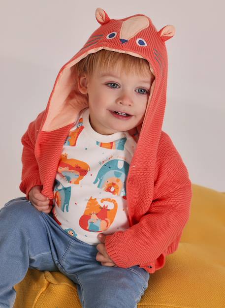 Sweat zippé bébé en coton Orange 1 - vertbaudet enfant 
