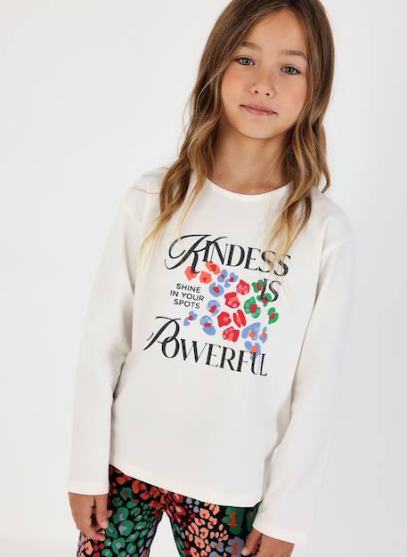 T-shirt fille en maille imprimé message Blanc 1 - vertbaudet enfant 