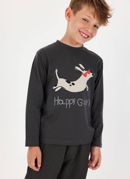 T-shirt en maille garçon imprimé lapin Gris 1 - vertbaudet enfant 