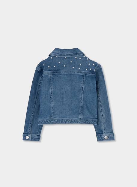 Veste en jean fille délavée avec petits noeuds Bleu 3 - vertbaudet enfant 