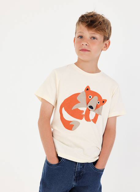 T-shirt en maille garçon imprimé renard  - vertbaudet enfant