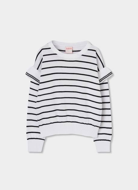 Pull à manches longues rayé Blanc 2 - vertbaudet enfant 