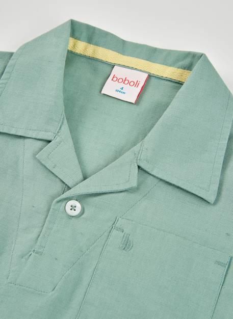 Polo enfant lin Vert 4 - vertbaudet enfant 