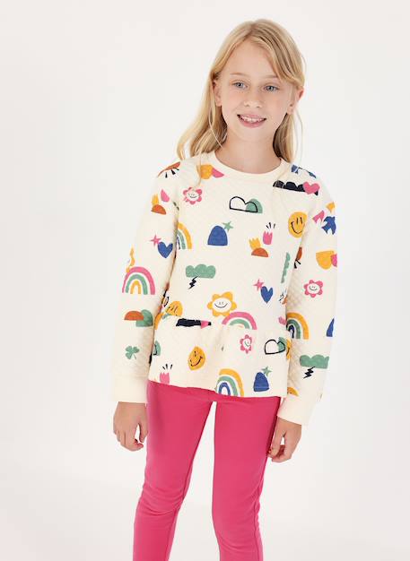 Pantalon fille molleton élastique Pink 1 - vertbaudet enfant 