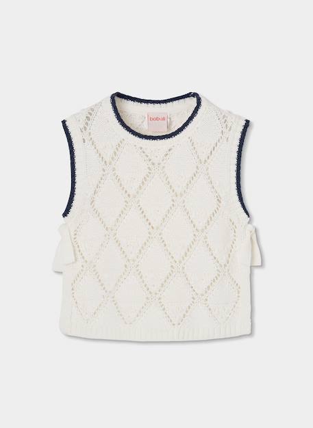 Pull sans manches fille en coton Blanc 2 - vertbaudet enfant 