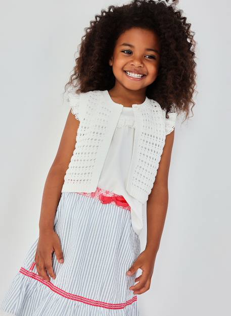 Gilet fille coton Blanc 1 - vertbaudet enfant 