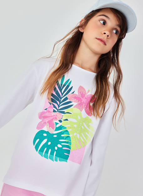Fille-T-shirt, sous-pull-T-shirt-T-shirt fille manches longues coton