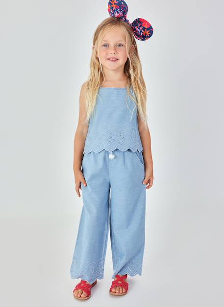 Pantalon en denim à lacets Bleu 1 - vertbaudet enfant 