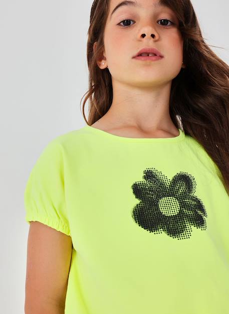T-shirt fille en jersey élastique Vert 1 - vertbaudet enfant 