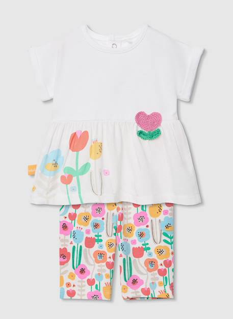 Ensemble coton imprimé floral pour bébé Blanc 3 - vertbaudet enfant 