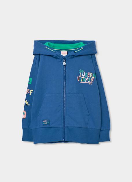 Sweat zippé enfant capuche coton Bleu 2 - vertbaudet enfant 