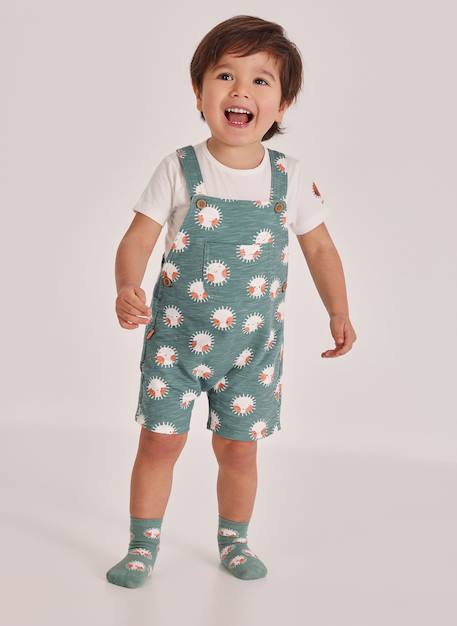 Bébé-Ensemble-Ensemble bébé t-shirt et salopette en coton imprimé