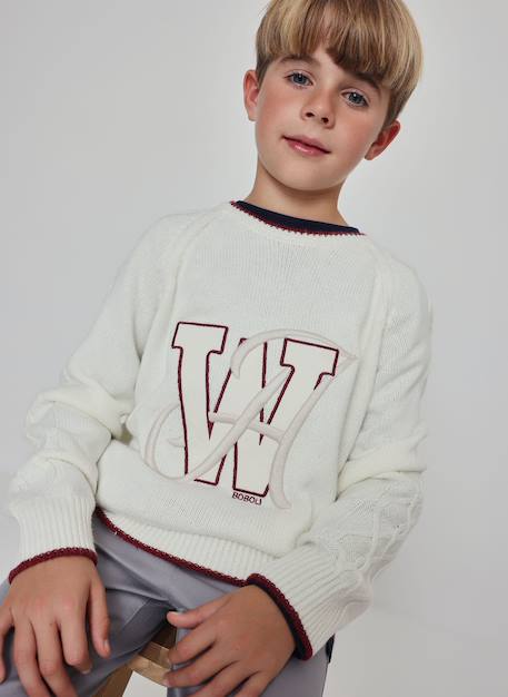 Pull garçon avec broderie de lettres Blanc 2 - vertbaudet enfant 