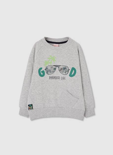 Sweat-shirt en molleton garçon Gris 1 - vertbaudet enfant 