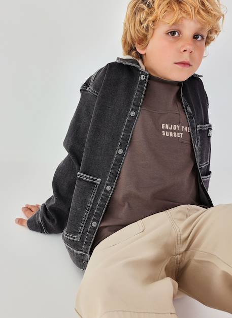 Veste en jean pour garçon Gris 1 - vertbaudet enfant 
