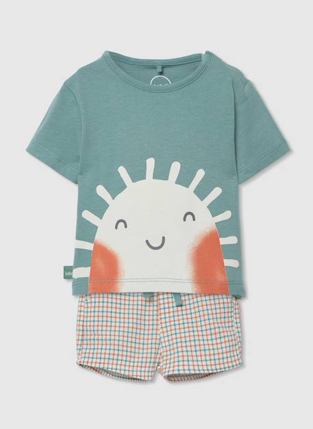 Ensemble bébé t-shirt et short en coton Vert 3 - vertbaudet enfant 