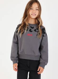 Sweat-shirt en molleton fille imprimé léopard  - vertbaudet enfant