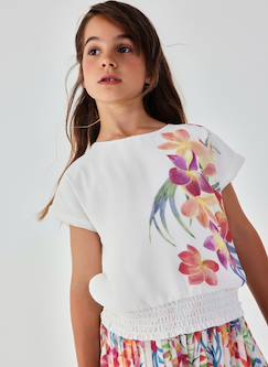 -Tee-shirt fille fleurs