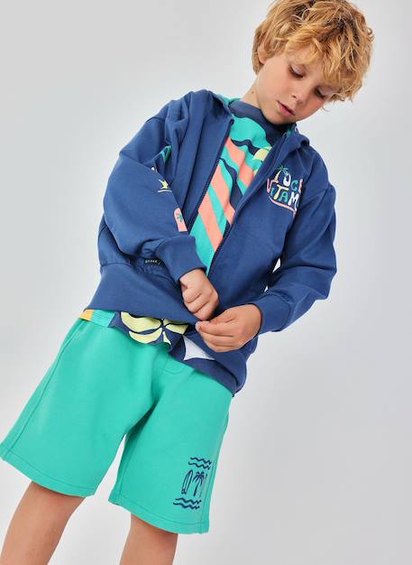 Sweat zippé enfant capuche coton Bleu 1 - vertbaudet enfant 