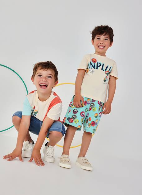 Bermuda garçon tissu éponge imprimé  - vertbaudet enfant
