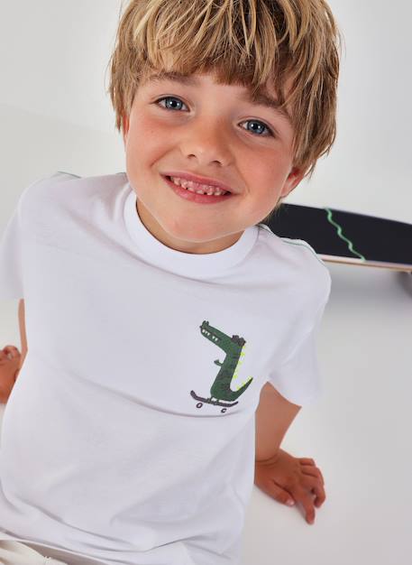 T-shirt enfant coton crocodile Blanc 1 - vertbaudet enfant 