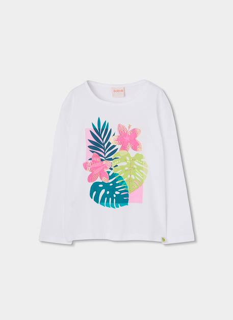 T-shirt fille manches longues coton Blanc 2 - vertbaudet enfant 