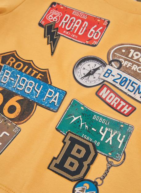 T-shirt garçon maille imprimé route 66 Jaune 4 - vertbaudet enfant 