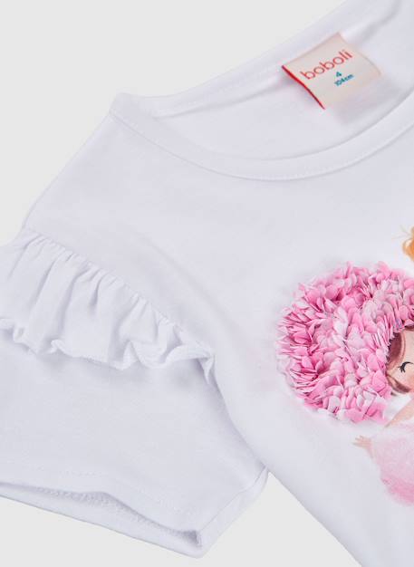 T-shirt fille en coton avec imprimé Blanc 3 - vertbaudet enfant 