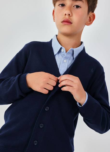 Cardigan à boutons garçon Bleu 1 - vertbaudet enfant 