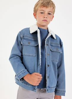 Veste denim maille garçon avec col molleton  - vertbaudet enfant
